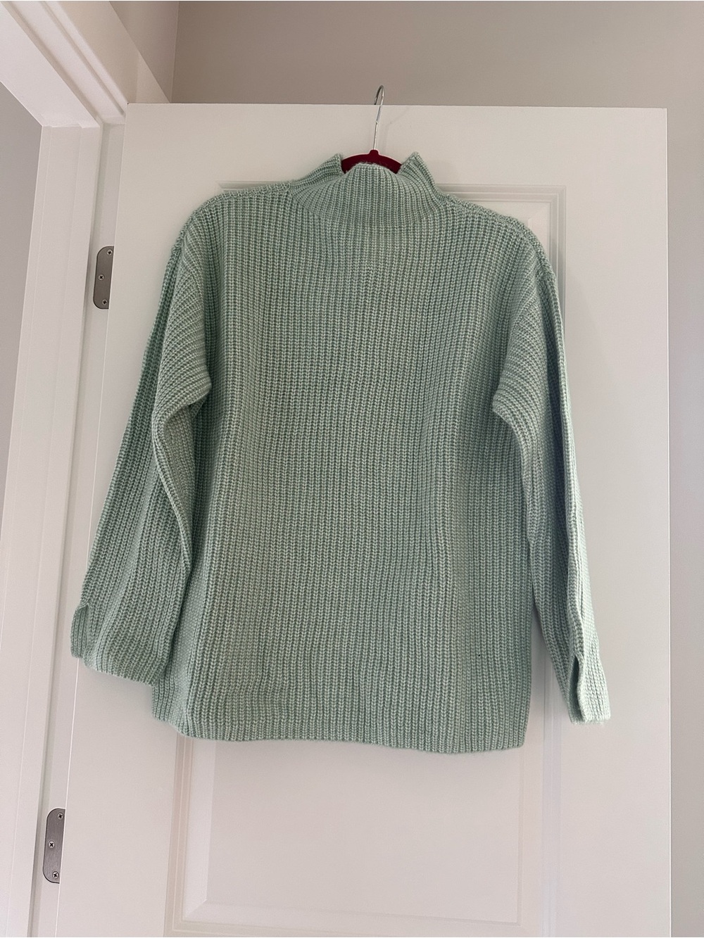 LOFT Mint Green Ribbed Turtleneck Sweater
